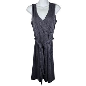 Toad&Co. Sleeveless Aztec Jersey Dress Organic Faux Wrap Blue Gray Size Small